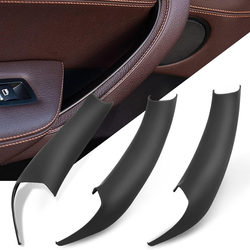 Jaronx Compatible with BMW X3 F25/X4 F26 Door Handle Covers,3PCS Interior Door Pull Handle Covers for BMW X3 F25 2010-2016, X4 F26 2014-2017, Left and Right Side(Black) - Image 1